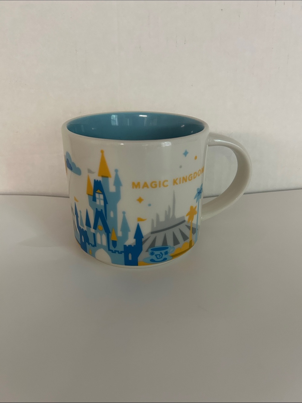 Disney Magic Kingdom Blue and Yellow Castle Ceramic Mug